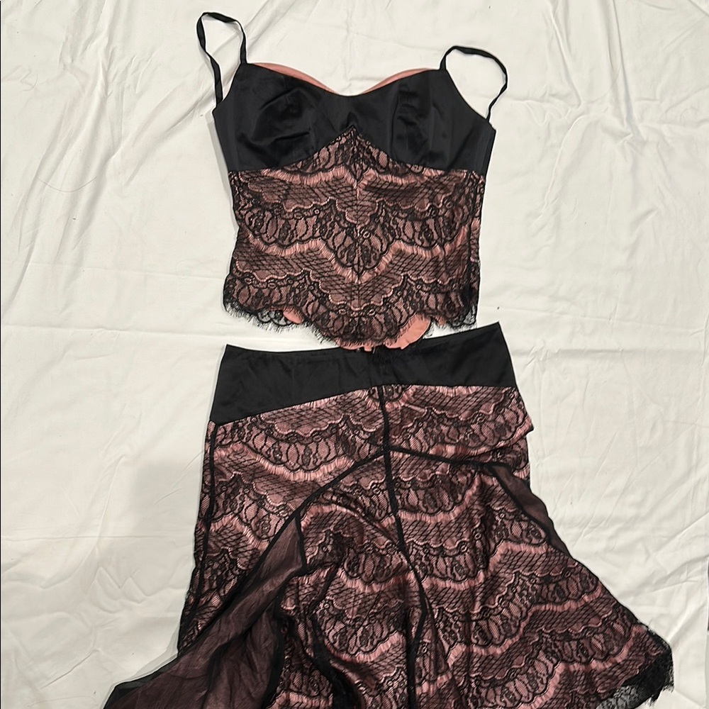 Cache Black and Pink Lace Dress